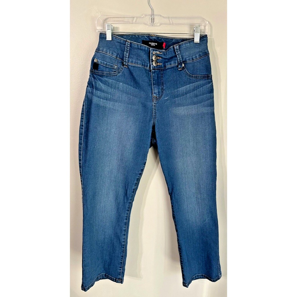Torrid Stretch Denim Ankle Cropped Medium Wash Jeans Women's Size 16W - Picture 2 of 10